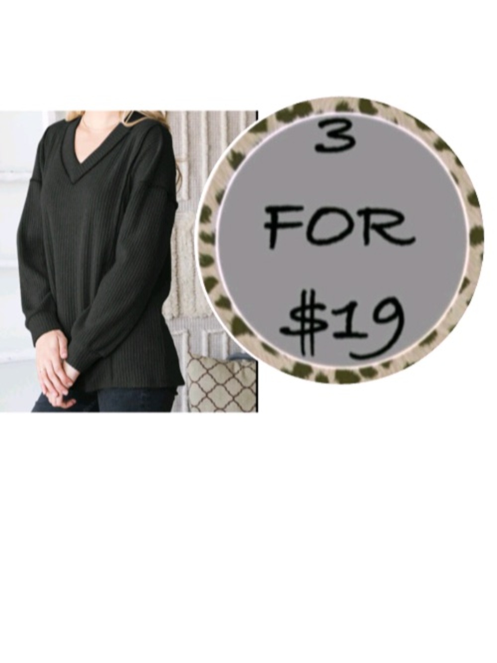 3/$19 Heimish USA ribbed long sleeve pleated tunic blouse